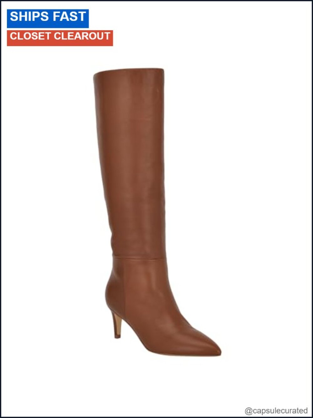 Pointed Toe Stiletto Heel Knee High Leather Boots Zip Dress Boots